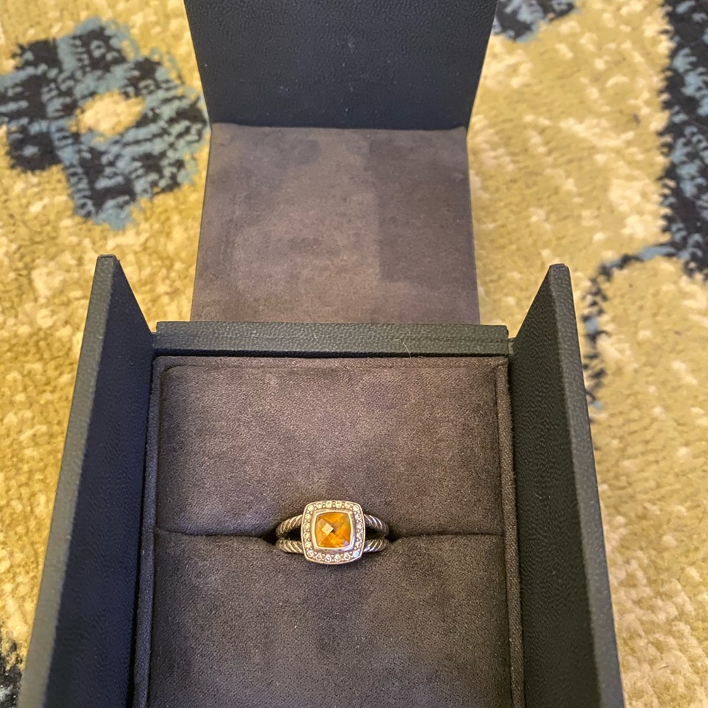 Petite Albion Ring with Citrine and Diamonds - Picture 6 of 9